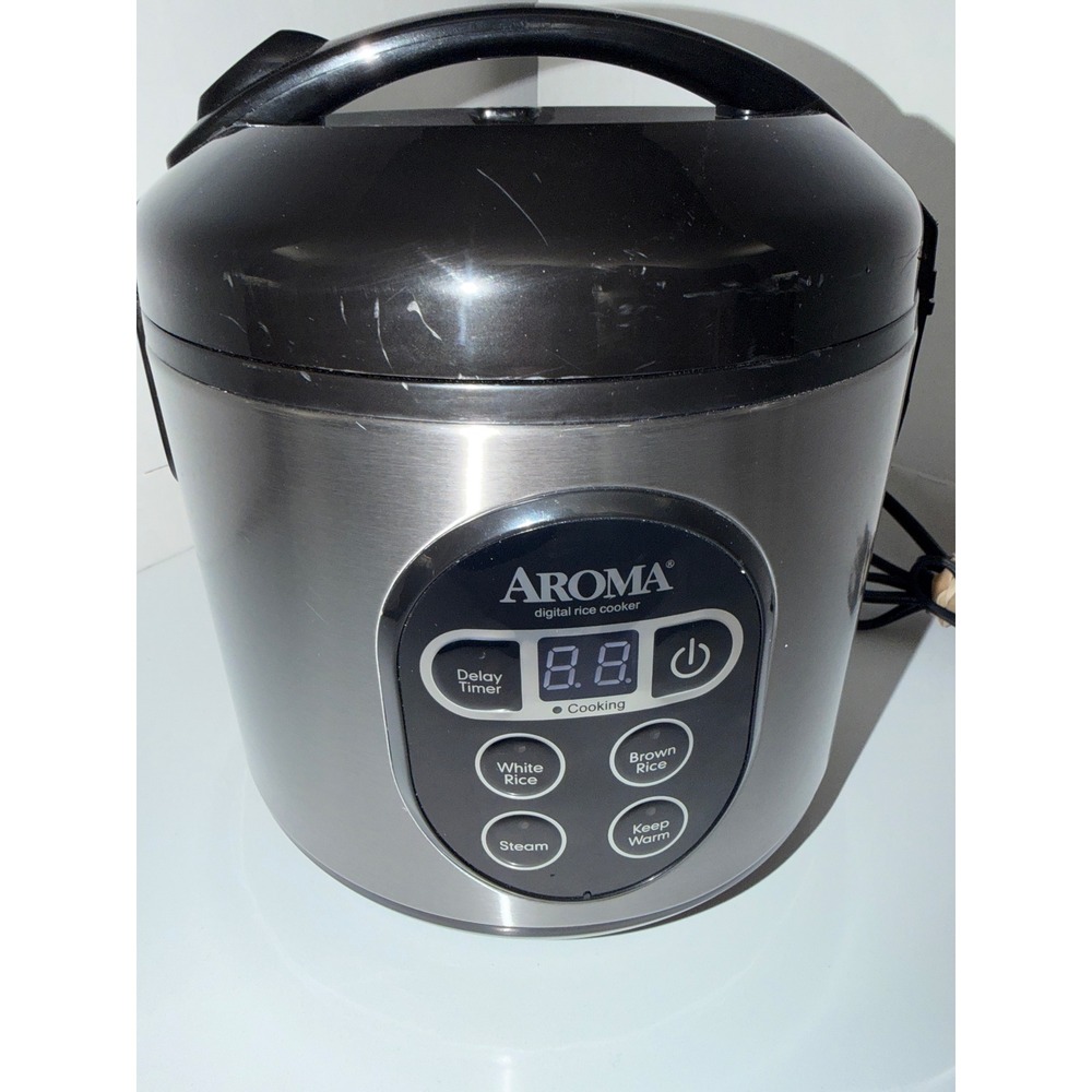 Aroma Digital Rice Cooker Food Steamer Stainless Black ARC-914SBD 8-Cup Cooked